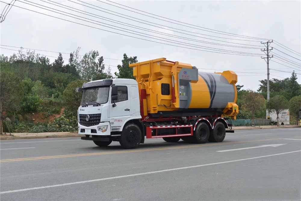 國六18方東風專底后雙橋 勾臂垃圾車 國六18方東風專底后雙橋 勾臂垃圾車